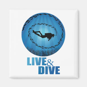 Live and Dive Scuba Diver Magnet