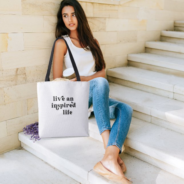 Live and Inspired Life Black and White Tote Bag (Creator Uploaded)