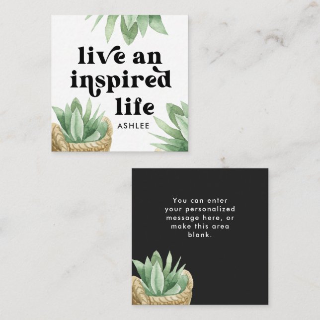 Live and Inspired Life Succulent Black Card (Front/Back)