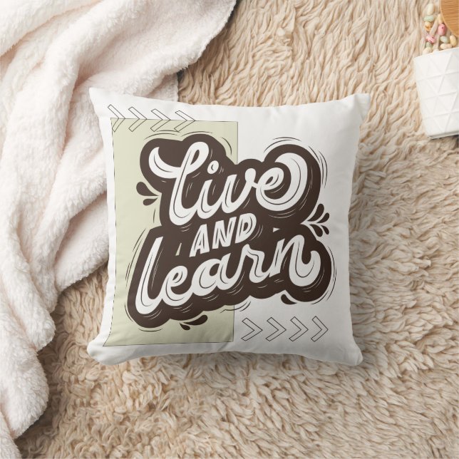 Live and Learn Motivational Typography Throw Pillo Cushion (Blanket)
