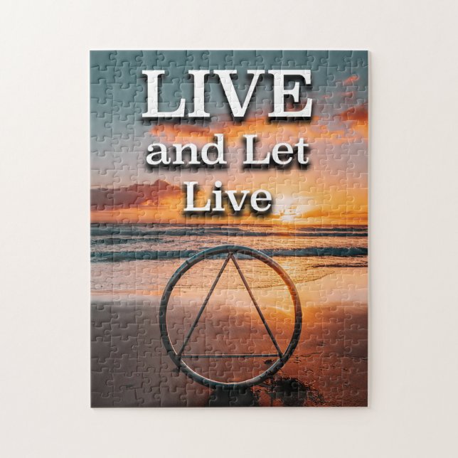 Live And Let Live Recovery Slogan Sunrise Jigsaw Puzzle (Vertical)