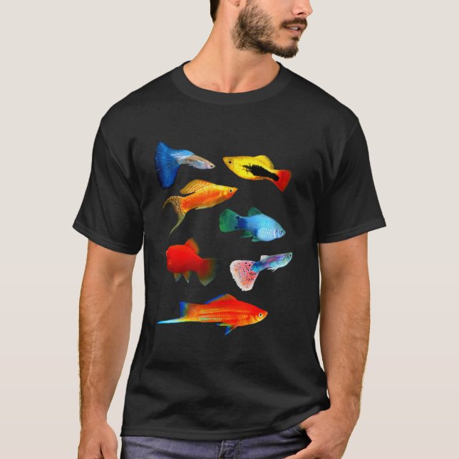 Live Bearers Fish Mollies Swordtails Guppies Platy T-Shirt (Front)