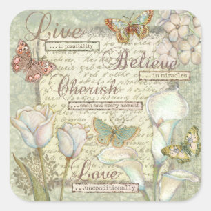 Live Believe Cherish Square Sticker
