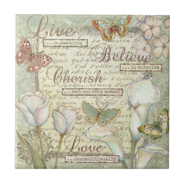 Live Believe Cherish Tile (Front)