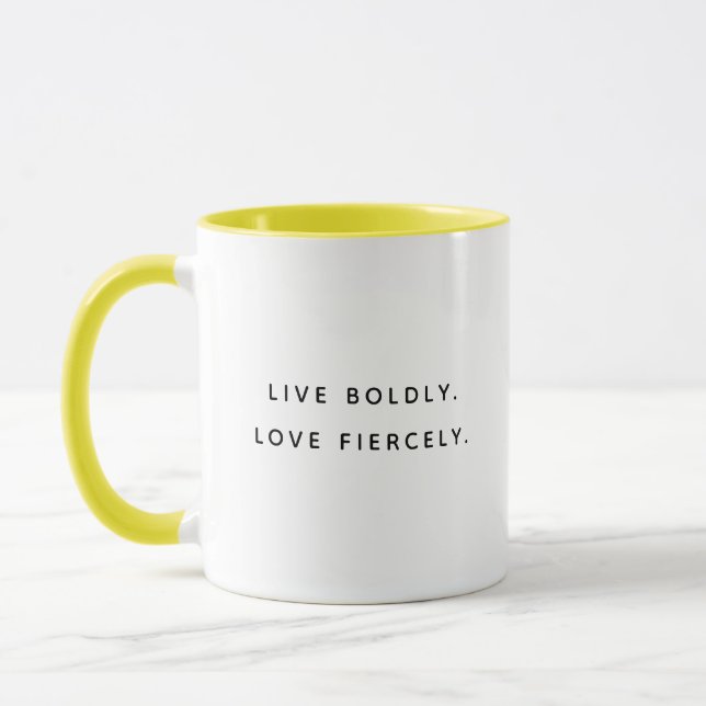 Live Boldly Fun Typography Two-Tone Mug (Left)