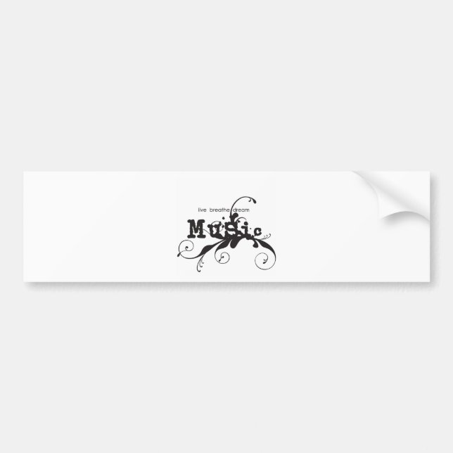 Live, Breathe, Dream Music Bumper Sticker (Front)