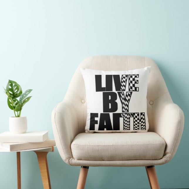 Live By Faith Christian Throw Pillow (Chair)