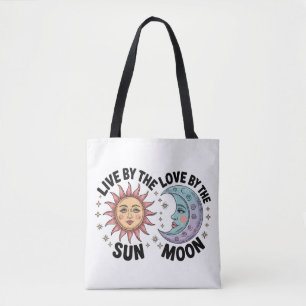 Live by the Sun Love by the Moon Retro Tote Bag