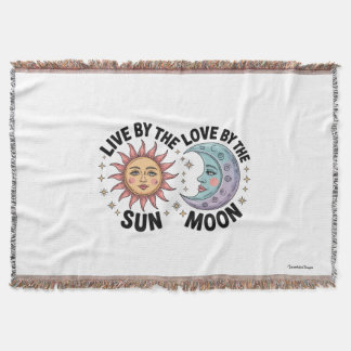 Live by the Sun Love by the Moon Retro Tote Bag Throw Blanket