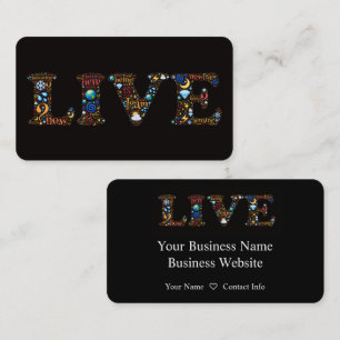 Live - Colourful Word Art Business Card for Coache