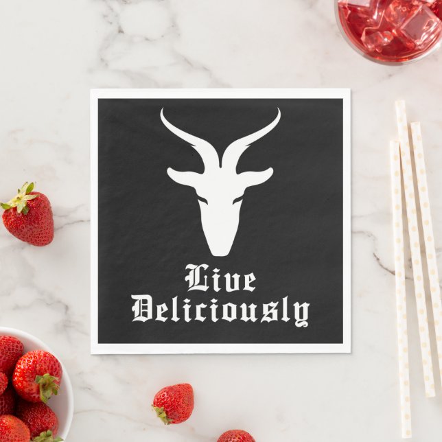 Live Deliciously Black Phillip Luncheon Napkin (Insitu)