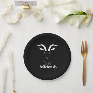 Live Deliciously Black Phillip Paper Plate