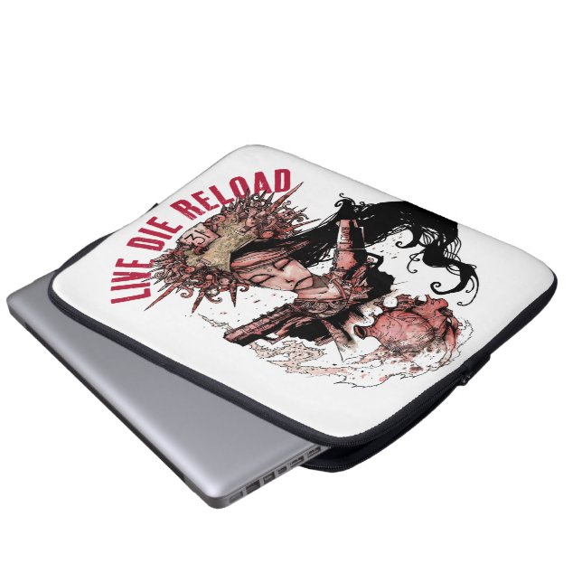 Live Die Reload art laptop sleeve (Front Bottom)