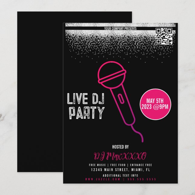 Live DJ Night Event Party Bar Club Flyer Invitation (Front/Back)