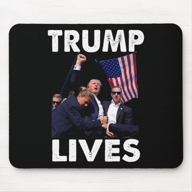 Live Donald Trump Mug Shot - Never Surrender  Mouse Mat (Front)