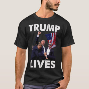 Live Donald Trump Mug Shot - Never Surrender  T-Shirt