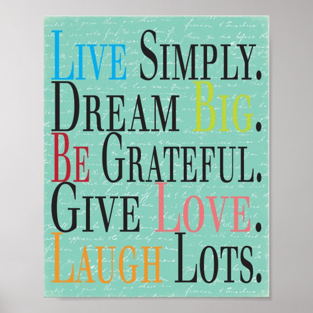 Live, Dream, Be, Give, Laugh Poster (Front)