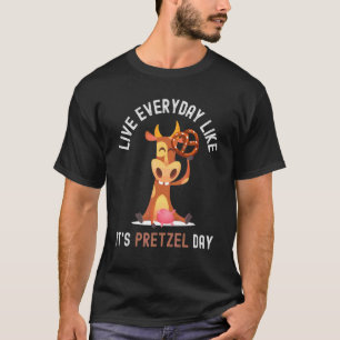 Live Everyday Like It's Pretzel Day Cow With Bagel T-Shirt