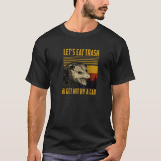 Live Fast Eat Trash Get Hit By Car  Sunset Racoon T-Shirt
