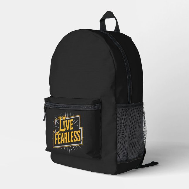 Live Fearless - inspiration and motivation Printed Backpack (Back Corner Right)