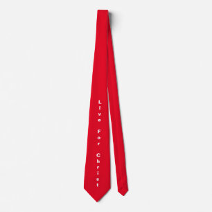 Live For Christ Neck Tie (White/Red)