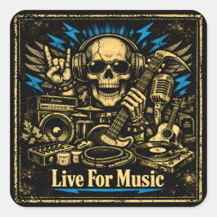 Live For Music – Music Devotion Life Square Sticker