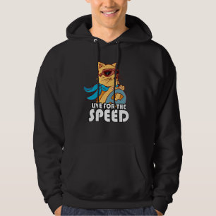 Live For The Speed Racing Cat Motor Race Hoodie