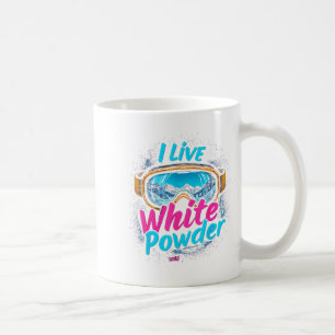 Live for white powder skiing snowboarding goggles coffee mug