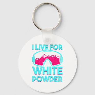 Live for white powder with vintage snowboard key ring