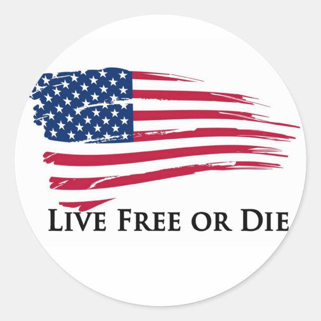 Live Free Or American Flag - New Hampshire Classic Round Sticker (Front)