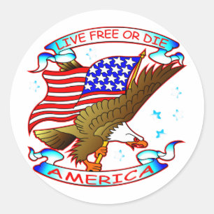 Live Free Or Die, America Classic Round Sticker