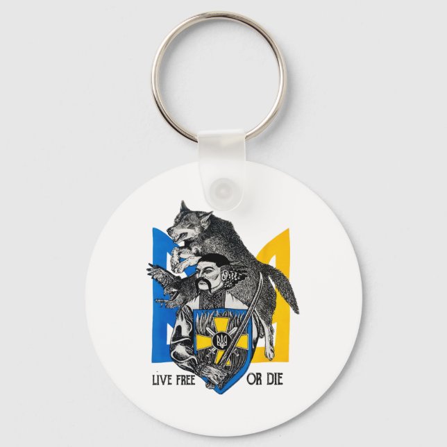 Live-free Or Die Cossack Warrior Ukraine Flag  Key Ring (Front)