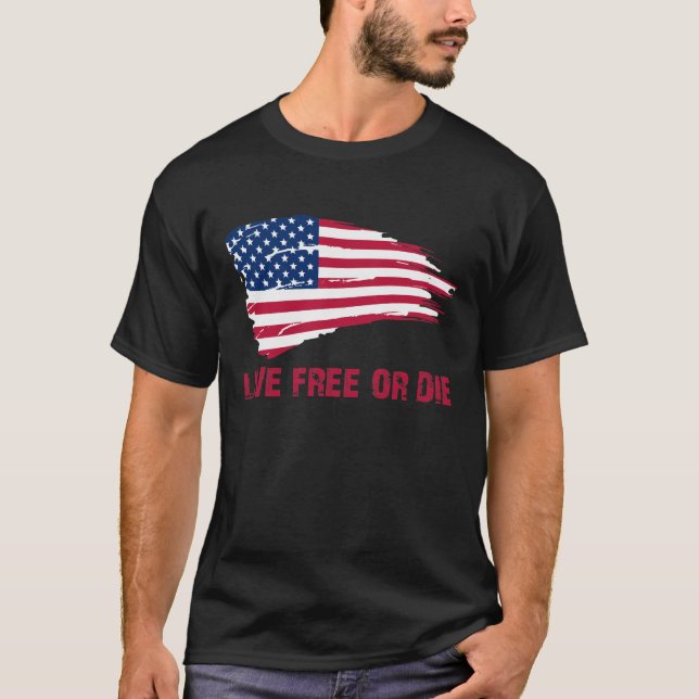 LIVE FREE OR DIE FLAG TSHIRT (Front)