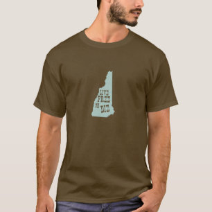Live Free or Die New Hampshire Shaped Green Motto T-Shirt