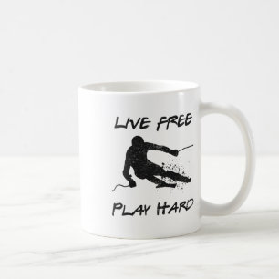 Live Free Play Hard Funny Skiing Lover Quote Skier Coffee Mug