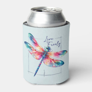 Live Freely - Artistic Dragonfly Can Cooler