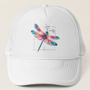 Live Freely - Artistic Dragonfly Trucker Hat