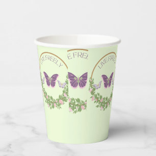 Live Freely Butterfly Floral royal design Cup