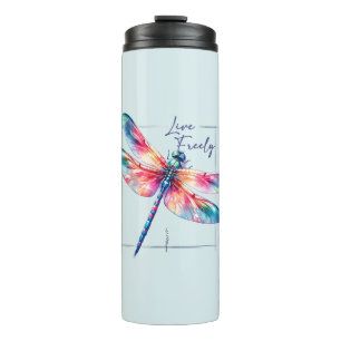 Live Freely - Dragonfly Colourful Inspirational Thermal Tumbler