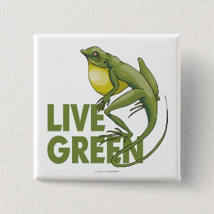 Live Green 15 Cm Square Badge