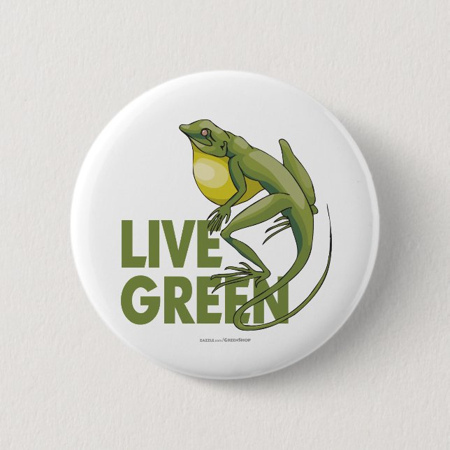 Live Green 6 Cm Round Badge (Front)