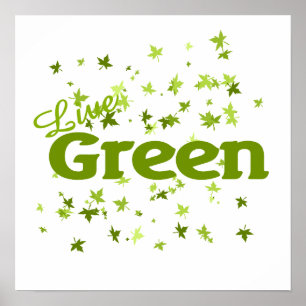 live green leaves poster