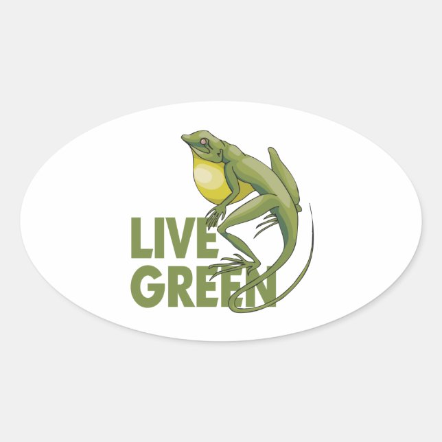 Live Green Oval Sticker (Front)