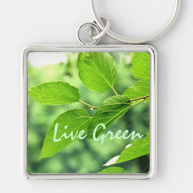 'Live Green' Premium Keychain (Front)