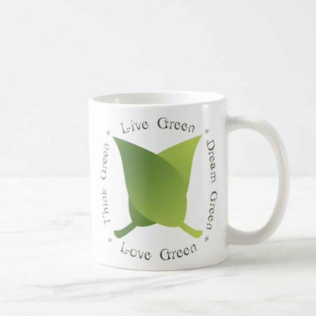 Live green, think green, dream green, love green coffee mug (Right)