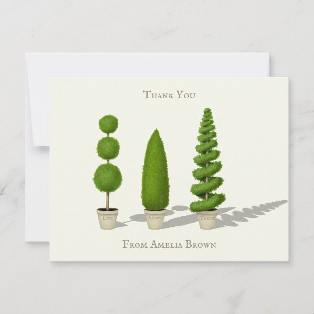 "Live Grow Thrive" Customisable Cypress Topiary Card (Front)