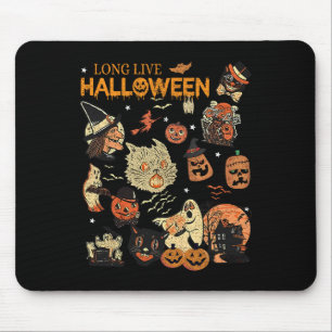 Live Halloween Vintage Pumpkin Witch Ghost Black C Mouse Mat