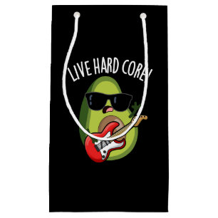 Live Hard Core Funny Avocado Rock Pun Dark BG Small Gift Bag