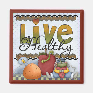 Live Healthy Fruits and Critters Kitchen Magnet 2