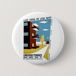 Live Here at Low Rent 6 Cm Round Badge